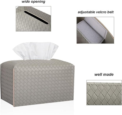 Tissue Box Cover Rectangle Leather Facial Paper Holder, Evergreen | PU Leather，Easy to Fill, Easy Clean, Decorative Cube Tissue Box Holder for Office, Bathroom,Kitchen, Living room, Guest room - Image 5