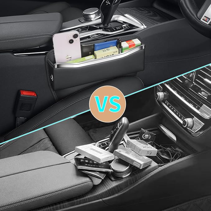HOLDCY Car Seat Gap Filler Organizer - Leather Console Side Pocket Seat Storage - Stylish and Practical Car Accessories for Cars,SUV,Truck (Black - 2 Pack) - Image 2