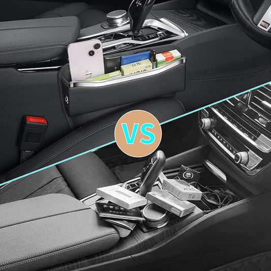 HOLDCY Car Seat Gap Filler Organizer - Leather Console Side Pocket Seat Storage - Stylish and Practical Car Accessories for Cars,SUV,Truck (Black - 2 Pack) - Image 2