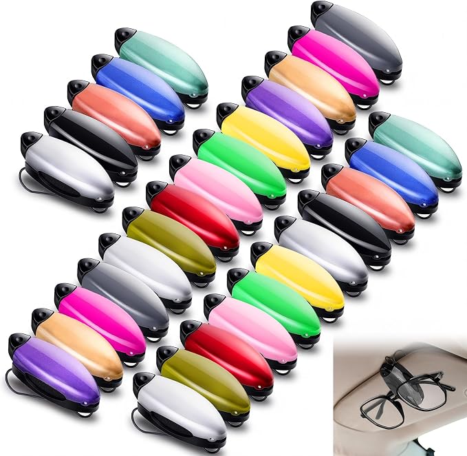 Frienda 30 Pieces Car Sunglasses Holder for Sun Visor Car Clip Bulk, Accessories Interior Eyeglasses Mount Ticket Card Clip Glasses Holder Auto Clip Holder(15 Colors) by Frienda