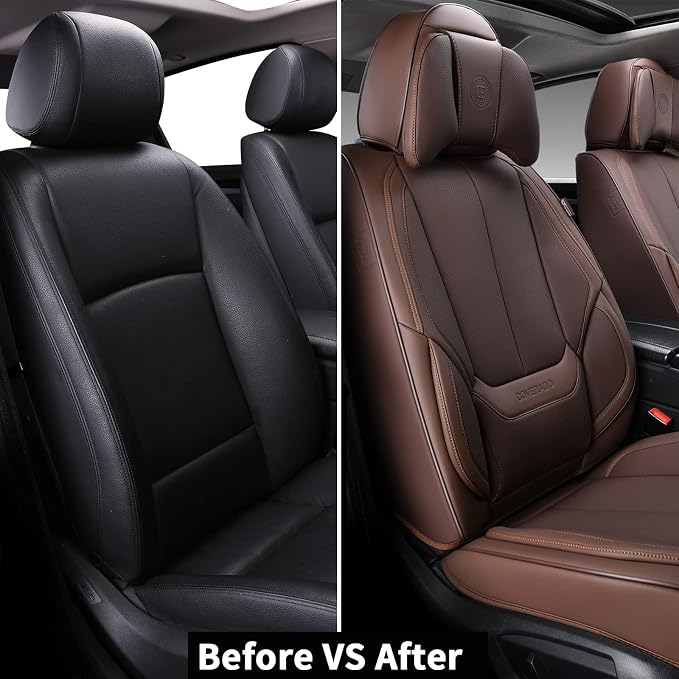Coverado Car Seat Covers, Seat Covers for Cars, Waterproof Leather Auto Seat Protectors, Leather Car Seat Cushion, Car Interiors Accessories Universal Fit for Most Cars - Image 6