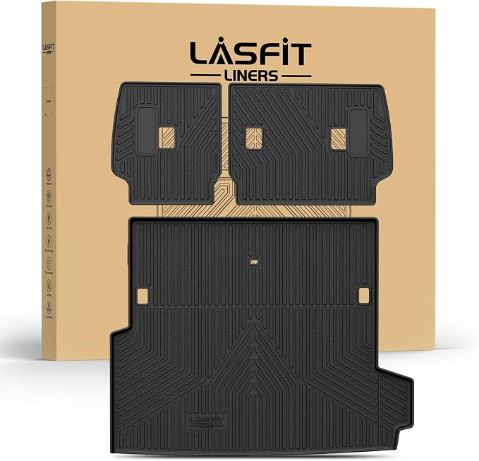 LASFIT Cargo Mat for Toyota 4Runner 2025 2026 (Only Fit Hybrid & 5-Seats) | All Weather Custom Fit Anti-Slip Pet Friendly Easy Clean TPE Trunk & Backrest Mats for 6th Gen 4Runner, Black by LASFIT
