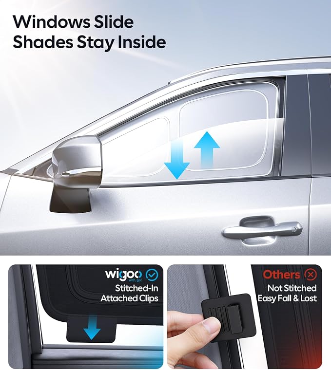 Wigoo 2026 8PC Full Set Window Sunshade for Subaru Forester 2019-2024 | 7-Layer Cooler & Blacker, Ice-Crystal Tech, Full Set Shades With Windshield for Sun Block, Camping Accessories - Image 6