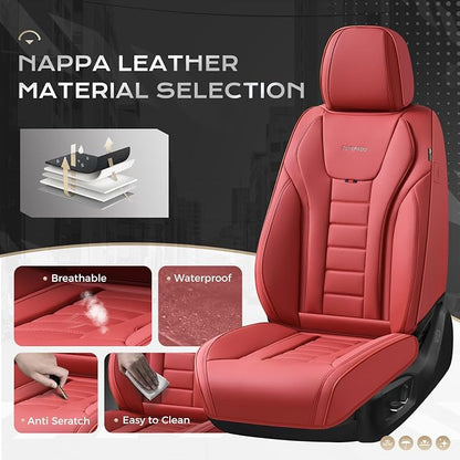 Coverado Car Seat Covers Full Set, Seat Covers for Cars, Front Seat Covers and Back Seat Cover Waterproof Leather Automotive Seat Cover, Universal Car Interior Protectors Cushion for Most Cars - Image 2