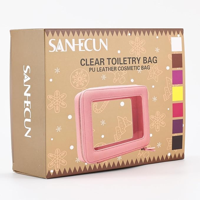 SANHECUN Toiletry bag waterproof cosmetic organizer with handle large opening for travelling car organizer (Brown) - Image 7