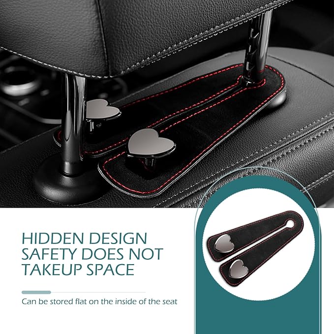 2 PCS Car Purse Hook, Cute Headrest Hooks, Seat Back Storage Holder, for Umbrellas Wallets Support, Multifunctiona Car Accessories (Black) - Image 7