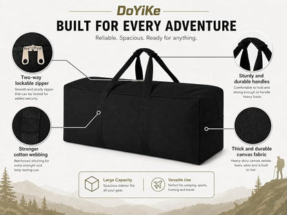 DoYiKe Canvas Travel Duffle Bag,Military Tent Duffel Storage Armygreen | Heavy Duty Gear Equipment Sports Camping Bag 60L - Image 4