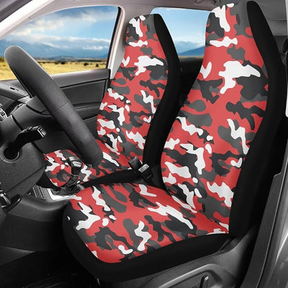 Red and Gray Camoflag Seat Covers for Cars Front Seat, Two Pack Front Seat Covers Car Seat Protectors for Women Men Automotive Interior Covers Universal fit SUV Truck Van Sedans - Image 2