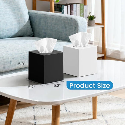 2 Pack Tissue Box Cover, Square Acrylic Tissue Holder Non-Slip Base, Black | modern,non-slip,easy to refill,compatibility for tissue & rollsfor bathroom countertops,dressers,night stand,parlors,office - Image 3