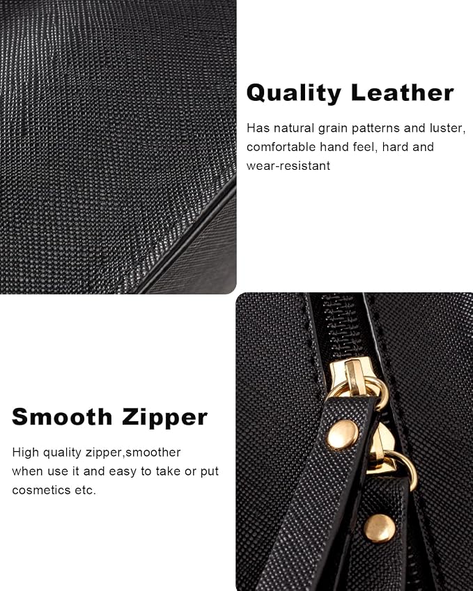 KOTORA Clear Makeup Bag Set for Women Portable Clear Make up Bag Cute Waterproof Travel Cosmetic Bag Toiletry Bag for Car Essentials Bag (Black) - Image 6