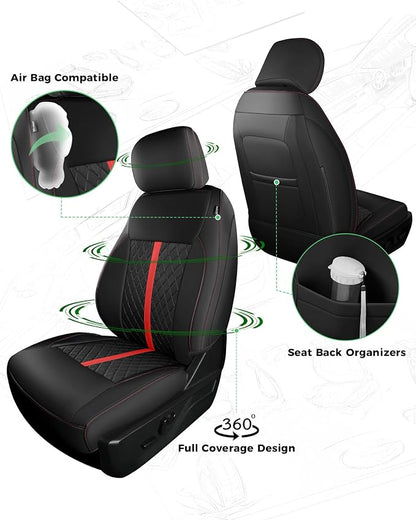 RIDEPOSH for Ford F150 Leather Seat Covers, SuperCrew XL XLT 2021-2026 | Fits F250 F350 Super Duty Crew Cab 2023-2026, Custom Fit, Bucket Seat, Stain Resistant, Airbag Compatible, Easy-Clean - Image 3