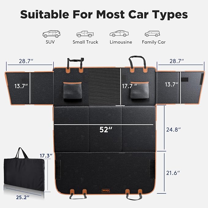 FURTIME Dog Car Seat Cover for Back Seat, PU Leather Back Seat Extender | Hard Bottom Holds 400LBS, Waterproof Anti-Scratch, Large Space Back Seat Pet Cover for Car, SUV, Small Truck - Image 9
