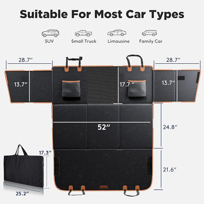 FURTIME Dog Car Seat Cover for Back Seat, PU Leather Back Seat Extender | Hard Bottom Holds 400LBS, Waterproof Anti-Scratch, Large Space Back Seat Pet Cover for Car, SUV, Small Truck - Image 9