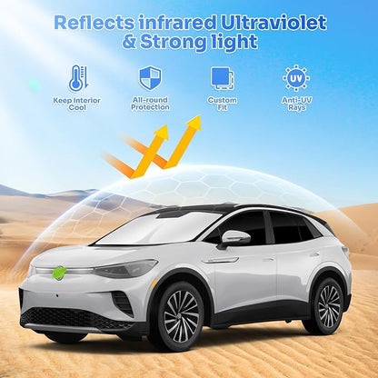 Canvcle Window Shades for 2021-2026 Volkswagen/VW ID.4 ID4 Accessories Windshield Sun Shade Side Rear Window Covers Sunshade Sun Visor Shield Privacy Protection for Camping Keep Car Cool Black 8PCS - Image 2