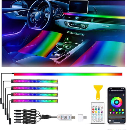 5 in 1 Acrylic LED Lights for Car, RGB Ambient Lighting Car Interior | Dashboard Decorations LED, 16 Million Colors, Music Sync, Smart Control by GPJYD