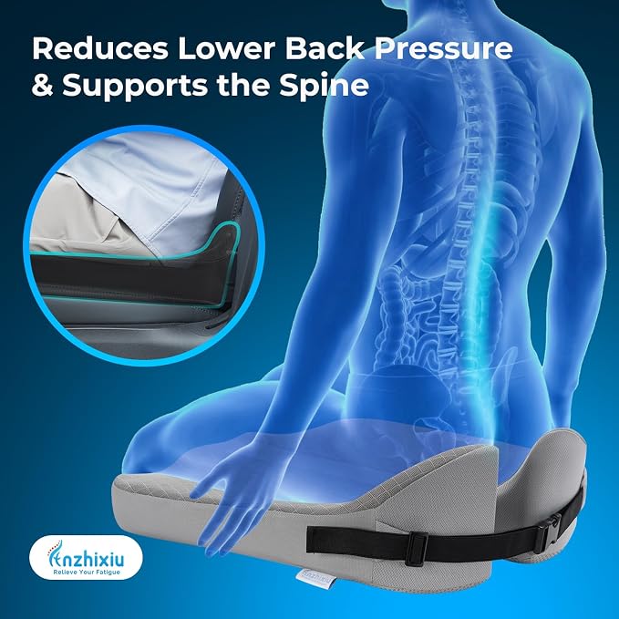 anzhixiu Elevated Car Seat Cushion for Improved View- Reduces Lower Back Pressure- Gray - Image 4