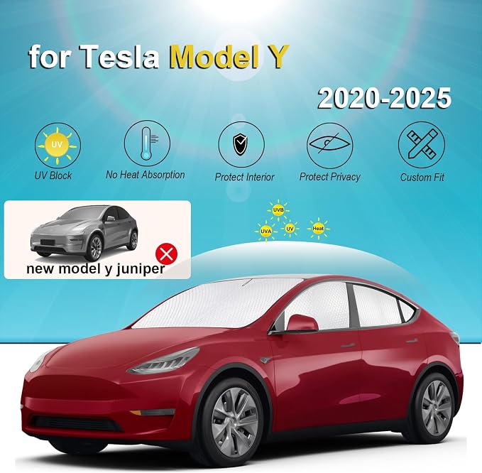 KMF 8pcs Thicken Sun Shades for Tesla Model Y 2020-2024 (Not Juniper) Accessories, Tesla Y Full Car Window Covers Sunshade for Windshield Side Rear, UV Block and Blackout Privacy for Camping Outdoor - Image 5