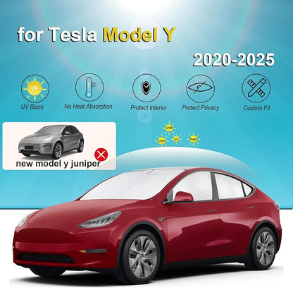 KMF 8pcs Thicken Sun Shades for Tesla Model Y 2020-2024 (Not Juniper) Accessories, Tesla Y Full Car Window Covers Sunshade for Windshield Side Rear, UV Block and Blackout Privacy for Camping Outdoor - Image 5