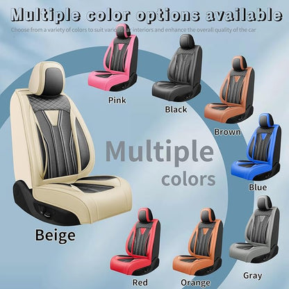 Fit RAV4 Premium Leather Car Seat Covers for Toyota RAV4 2007-2025 2026 - Waterproof，Breathable，All-Weather Seat Cushion Protecto & Airbag Compatible, 2 Front Seat Beige&Black - Image 5
