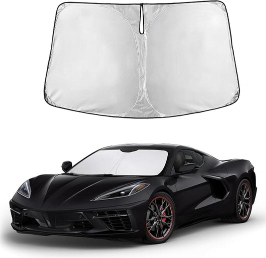 Autovir Windshield Sun Shade Fit for 2020-2024 2025 2026 Chevrolet C8 | Sunshade, Front Car Window Shades Sun Visor, Blocks UV Rays & Heat, Car Accessories by Autovir