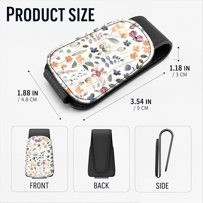 Leather Magnetic Sunglass Holder for Car Sun Visor, Cute Eyeglass Ticket Card Hanger Clip, Universal Auto Interior Accessories for SUV Pickup Truck, Soft Floral - Image 3