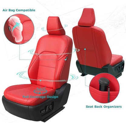 Custom Fit Seat Covers for Toyota Camry 2025 2026 Hybrid, Red | Only Fit for Camry LE/SE 2025-2026, Full Coverage, Faux Leather, Protective, Scratch-resistant, Easy-clean - Image 3