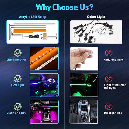Acrylic Interior Car Lights, Car Accessories 14 in 1 Car LED Strip Lights with APP Control - Image 2