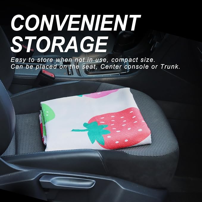 Sweat Towel Car Seat Cover Protector Front Seats for Gym Workout, Running, Swimming, Beach and Hiking, Waterproof Universal Seat Cover for Car, Trucks, Van & SUV (2, Strawberry, Front) - Image 5
