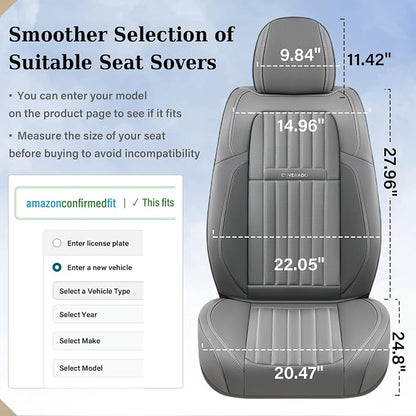 Coverado Car Seat Covers Full Set, Seat Covers for Cars,Gray Car Seat Cover, Waterproof Car Seat Protector, 5 Pieces Nappa Car Seat Cushion, Car Seat Covers Front Seats and Back Fit for Most Cars - Image 7