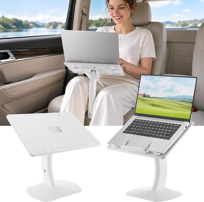 Car Seat Tray Table, 0-60° Angle Adjustable Laptop Desk for Adults, Foldable Car Lap Desk with Stoppers and Bookend, Backseat Organizer for Work, Dining, Reading by Unknown
