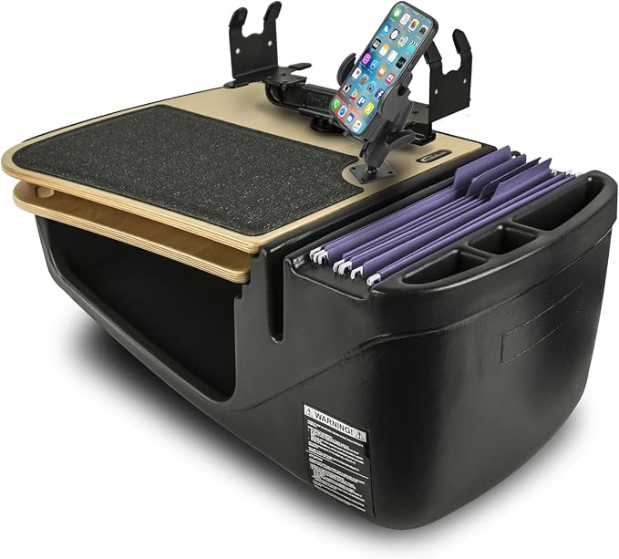AutoExec AE-GMCD-PM-PS-11M GripMaster Car Desk for Your Vehicle Workstation and Mobile Office, Natural with Phone Mount and Printer Stand | Vehicle Workstation, Mobile Office, Phone Mount, Printer Stand by AutoExec