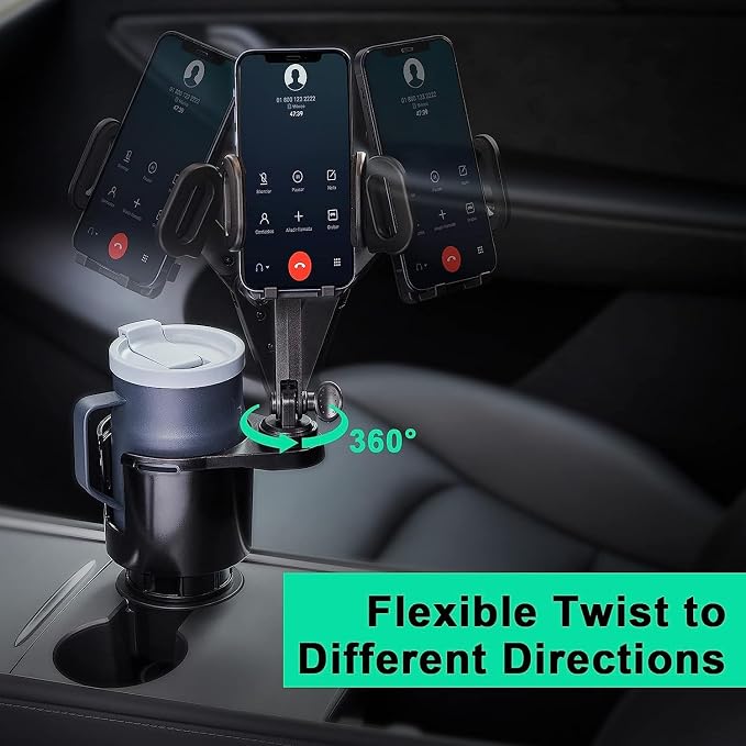This Hill Car Cup Holder Expander Adjustable Base with Phone Mount 360° Rotation Cup Holder Cell Phone Holder for Car Compatible with iPhone All Smartphones - Image 8