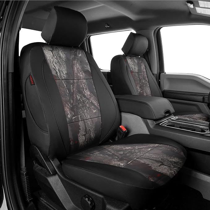 EKR F150 Seat Covers Custom Fit for (2 Door,SuperCab/Extended Cab) 2015-2020 Ford F150 XL/XLT/Lariat & 2017-2022 F250/F350 SuperDuty XL/XLT/Lariat Full Set-Faux Leather(Black/Woodland Camo) by EKR