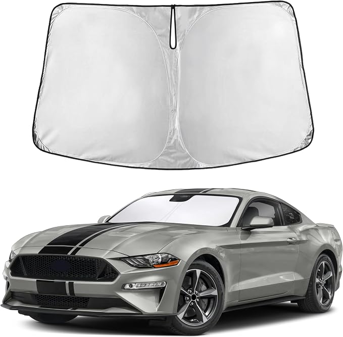 Autovir Windshield Sun Shade Fit for 2015-2024 2025 2026 Ford Mustang | Sunshade, Front Car Window Shades Sun Visor, Blocks UV Rays & Heat, Car Accessories by Autovir