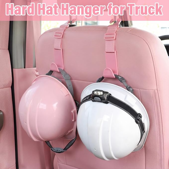 Unittype 4 Pcs Hard Hat Hook for Truck Adjustable Hard Hat Holder Hardhat Holder for Truck Seat Back Organizer 55 lb Load Heavy Duty Hardhat Hanger Storage Car Vehicle Headrest Bag Gear (Pink) - Image 3