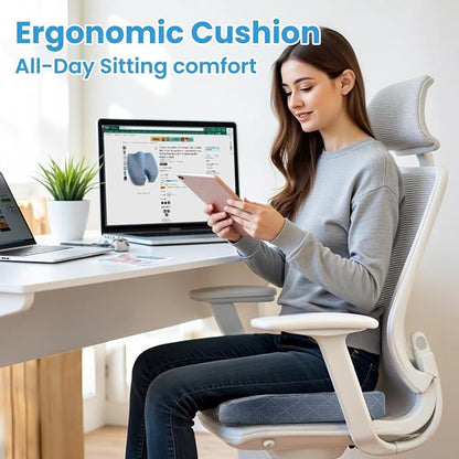 Memory Foam Office Chair Seat Cushion - Light Blue, XX-Large | for Car Seat, Airplane, Desk Chair - Sciatica & Hip & Coccyx Pain Relief Cushion for Long Sitting Office Workers, Car Drivers - Image 7