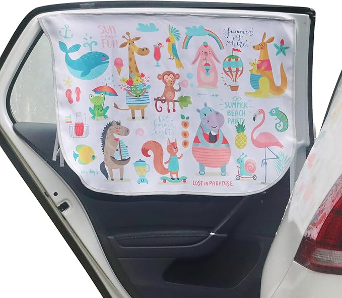 Car Window Shades for Side Windows Baby and Kids,Car Back Window Sun Shade Covers,Strong Magnetic Sunshades Curtains for Truck,27.5" x 19.5" (Animal Friends) by LoyaGour