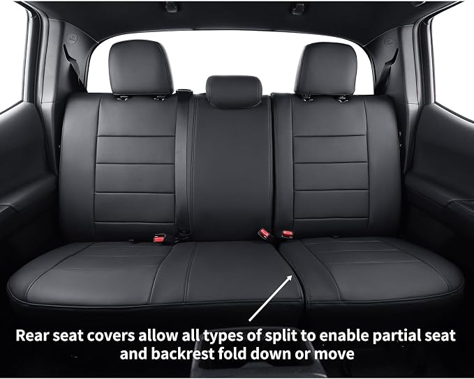 Tacoma Hybrid Seat Covers Full Set for 2024-2026 Toyota Tacoma TRD Sport,TRD Off-Road,Limited,Trailhunter Pickup,Fully Covered,Waterproof Leather Car Seat Protector (Black) - Image 6