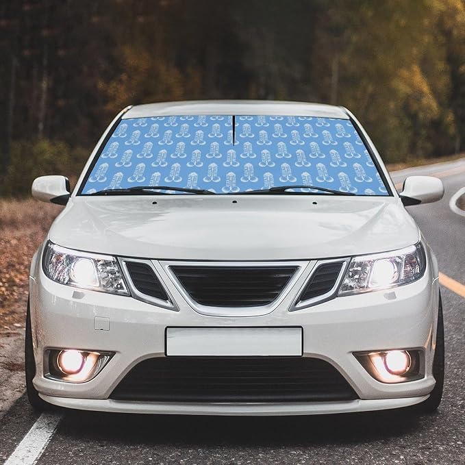 Socira Clean Funny My Balls Car Windshield Sunshade Umbrella Car Foldable Umbrella Sunshade for Front Window UV Reflector Auto Windshield Umbrella Sun Shades Cover for Most Vehicles 57'' X 30'' - Image 2