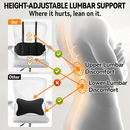 Lumbar Support Pillow for Car,Back Support for Car Seat Cushion,Adjustable Straps Securely Fixed Car Lumbar Support Pillow for Office Chair (Beige for Office Chair) - Image 2