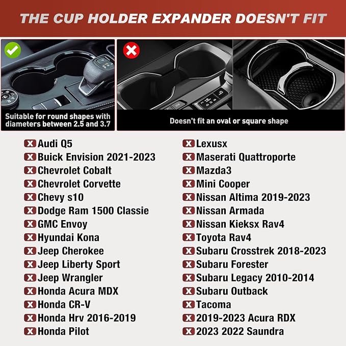 Frokom Cup Holder Expander for Car,Upgraded Car Cup Holder Expander Adapter with Offset Adjustable Base, Fit Most Large Bottles and Mugs-Yeti Ramblers 14/24/36/46oz, Hydro Flasks 32/40oz - Image 2