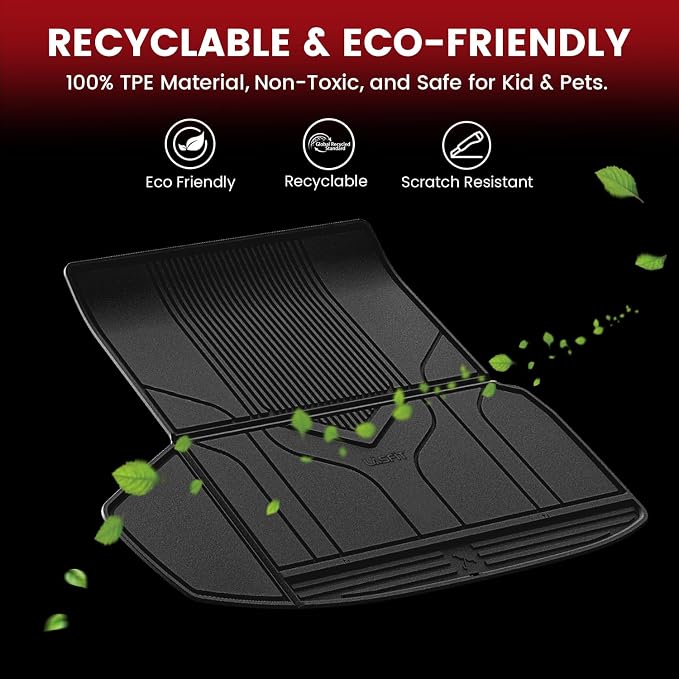 LASFIT Premium Extra Thick Trunk Mats for Tesla Model S & Plaid 2021-2025 | 100% TPE All Weather Custom Fit Frunk Mat Sub Trunk Mat Cargo Liners Set Automotive Accessories, 3PC Black - Image 8