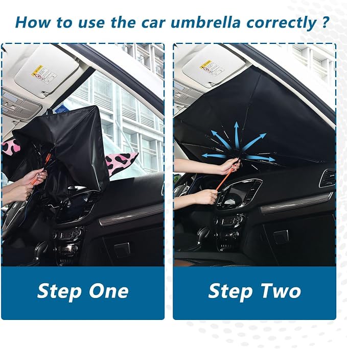 Leopard Print Windshield Sun Shade Umbrella Pink Animal Skin Foldable Car Front Window Sunshade Blocks UV Rays Heat Keep Vehicle Cool (55" x 27.5") - Image 5