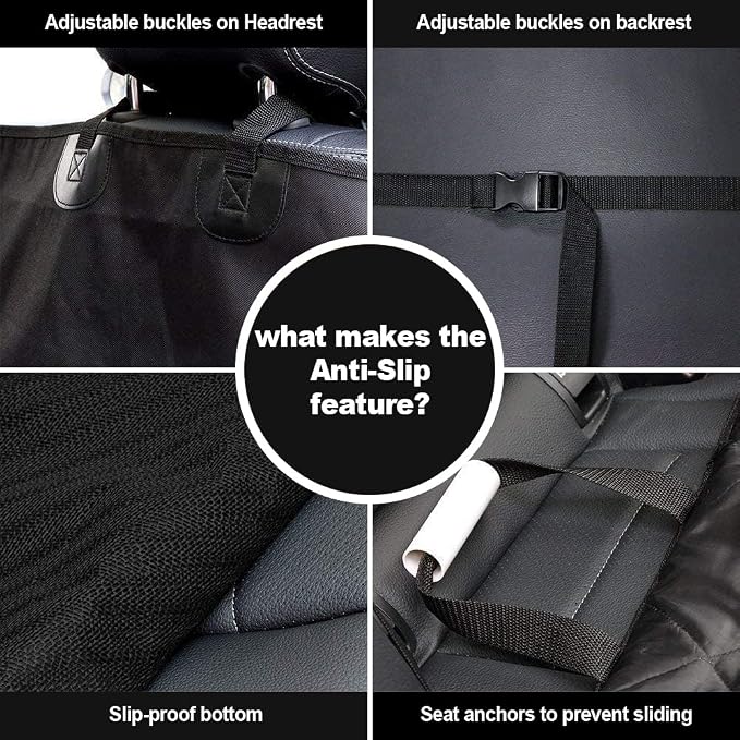 AsFrost Dog Seat Cover Cars Trucks SUVs, Thick 600D Heavy Duty Pets Car Seat Cover, Waterproof & Wear-Resistant Durable Nonslip Backing & Hammock Convertible, Black, 2 Pack | Thick 600D Oxford, Heavy Duty, Waterproof & Wear-Resistant, Durable Nonslip B... - Image 8