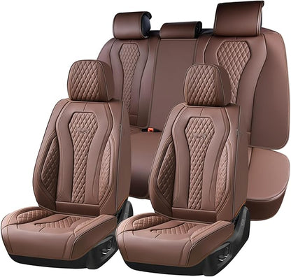 Coverado Seat Covers, Car Seat Covers Full Set, Coffee Car Seat Cover, Car Seat Cushion Waterproof, Luxury Auto Seat Covers, Seat Cover Car Seat Protector Fit for Most Cars by COVERADOAUTO