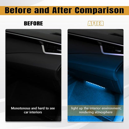wuyaoyao Car LED Strip Light, Ambient Lighting Kit w/USB Port, Ice Blue | 12V 24 LED Lights for Decor, RGB Neon Atmosphere Lamps, Under Dash Ambient Night Light, Universal Car Accessories - Image 4