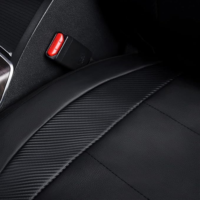 Flying Banner car seat Covers Protects Water Proof Faux Leather Carbon Fiber Fronts Solid Black (Solid Black, Front Pair) - Image 8