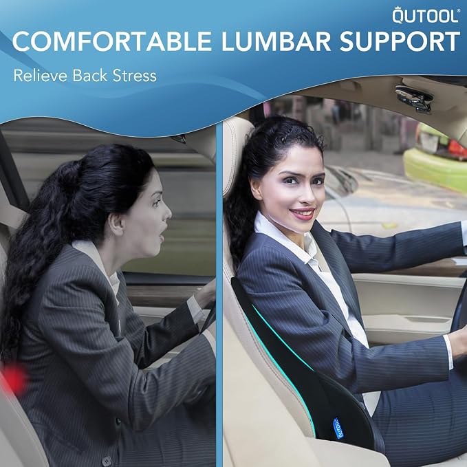 Patented Lumbar Support Pillow for Car, Truck Accessories Travel Essentials, Memory Foam Back Cushion for Driving Seat, Back Pain Relief,Washable Cover, Lower Back Support Fits Most Cars(Black) - Image 6