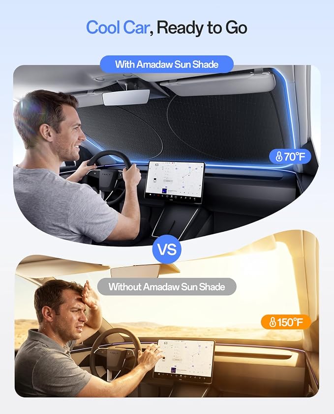 Windshield Sun Shade for Sedans, SUVs & Trucks, Fit for Toyota, Chevr, Honda, Nissan & More | Multi-Layer UV Block & Heat Insulation | Keeps Car Cool & Protects Interior, Easy Storage with Bag - Image 2