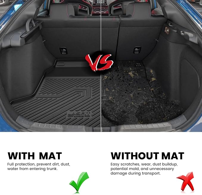LASFIT All Weather Cargo Mats for Honda Civic 2022-2026 - Hatchback | Full Surround TPE Mats, Tall Walls, 3D Custom Fit, Non-Slip, Easy Clean, Tool-Free Install, Vehicle-Specific Accessories - Image 5